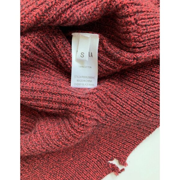 Pistola Eva Distressed Cotton Crew Neck Pullover Sweater Cherry Black Marl Sz S - Picture 6 of 6